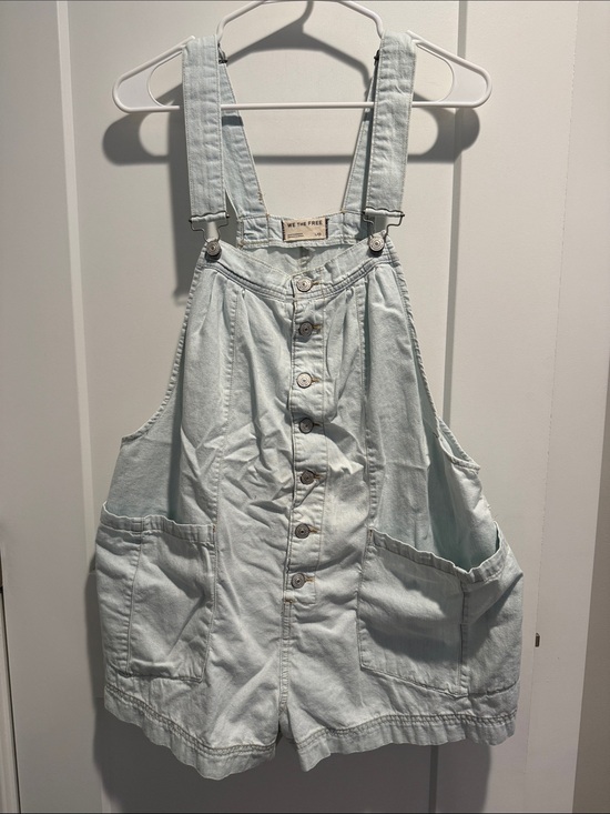 We The Free Pants - We The Free Light Wash Denim Overall Romper - Pale Blue